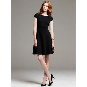 Banana Republic Black Seamed Fit-And-Flare Ponte Dress